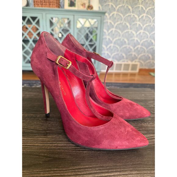 Charles David Lara Bordo Leather Ankle Buckle Dress Pump Sz. 10 - Picture 6 of 9